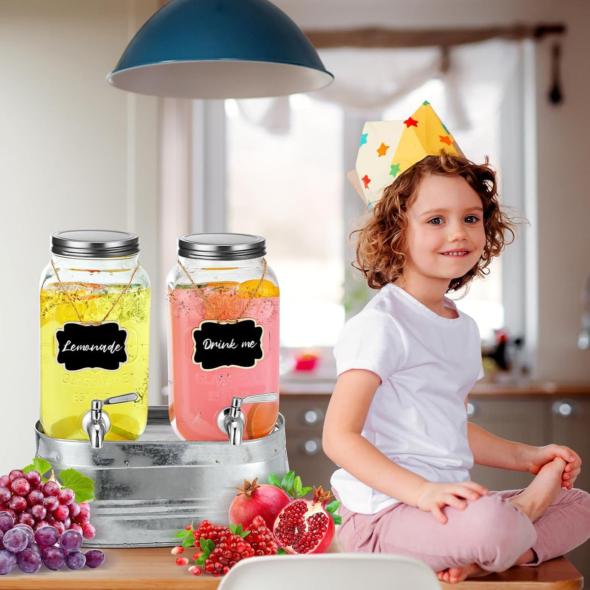 2 Pack 1 Gallon Glass Beverage Dispenser with Stand J60185