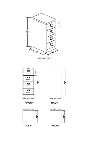 22 Deep 4 Drawer Letter File Cabinet in Putty P104