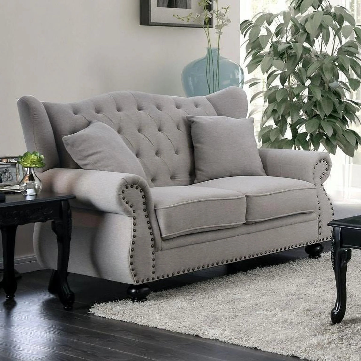 Light Gray Linen Sofa and Loveseat W666108