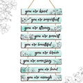 9 Pieces Inspirational Floral Wall Decors Light Purple Wooden Hanging Wall Art Q59768