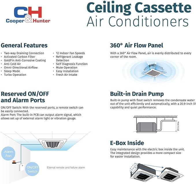 Ceiling Cassette Ductless Mini Split AC/Heating System with Heat Pump G494147