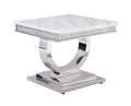White Printed Faux Marble End Table L889172