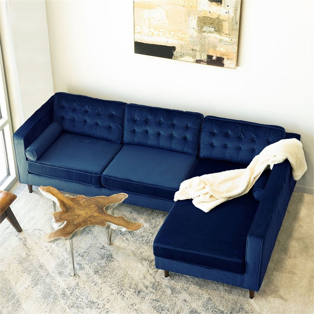 Blue Velvet L-Shaped Right-Facing Sectional X764495