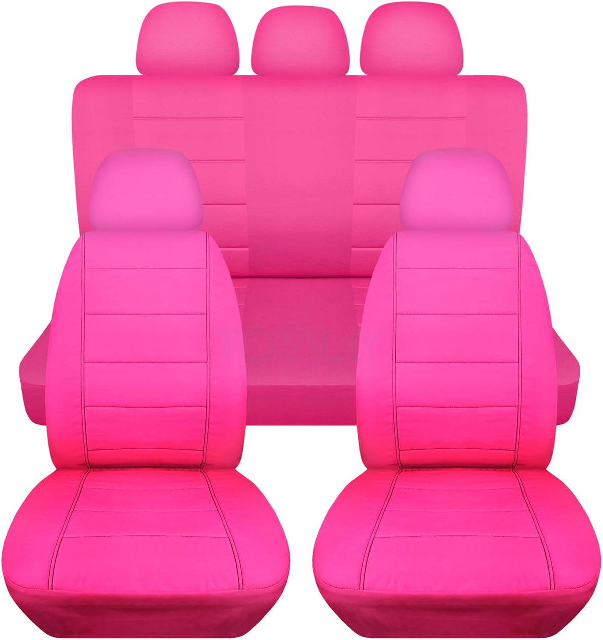 Charcoal Solid Car Seat Covers Full Set with 5 Headrest Covers E5783