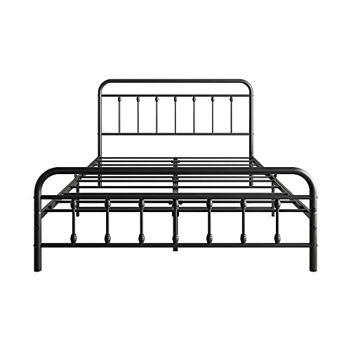 Full Black Metal Bed Frame with Headboard and Footboard Q851