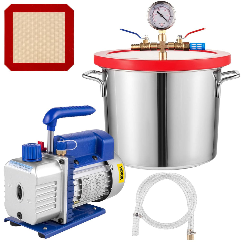 Vacuum Chamber Kit with Pump, 4CFM 1/3HP, 2 Gallon E587723