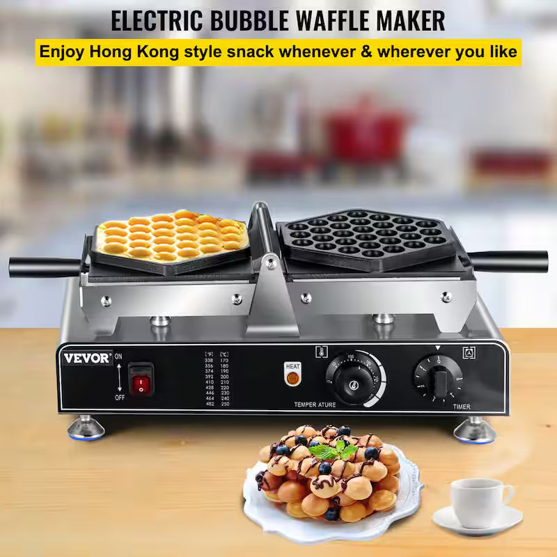 Commercial Bubble Waffle Maker Electric 1500W D7201