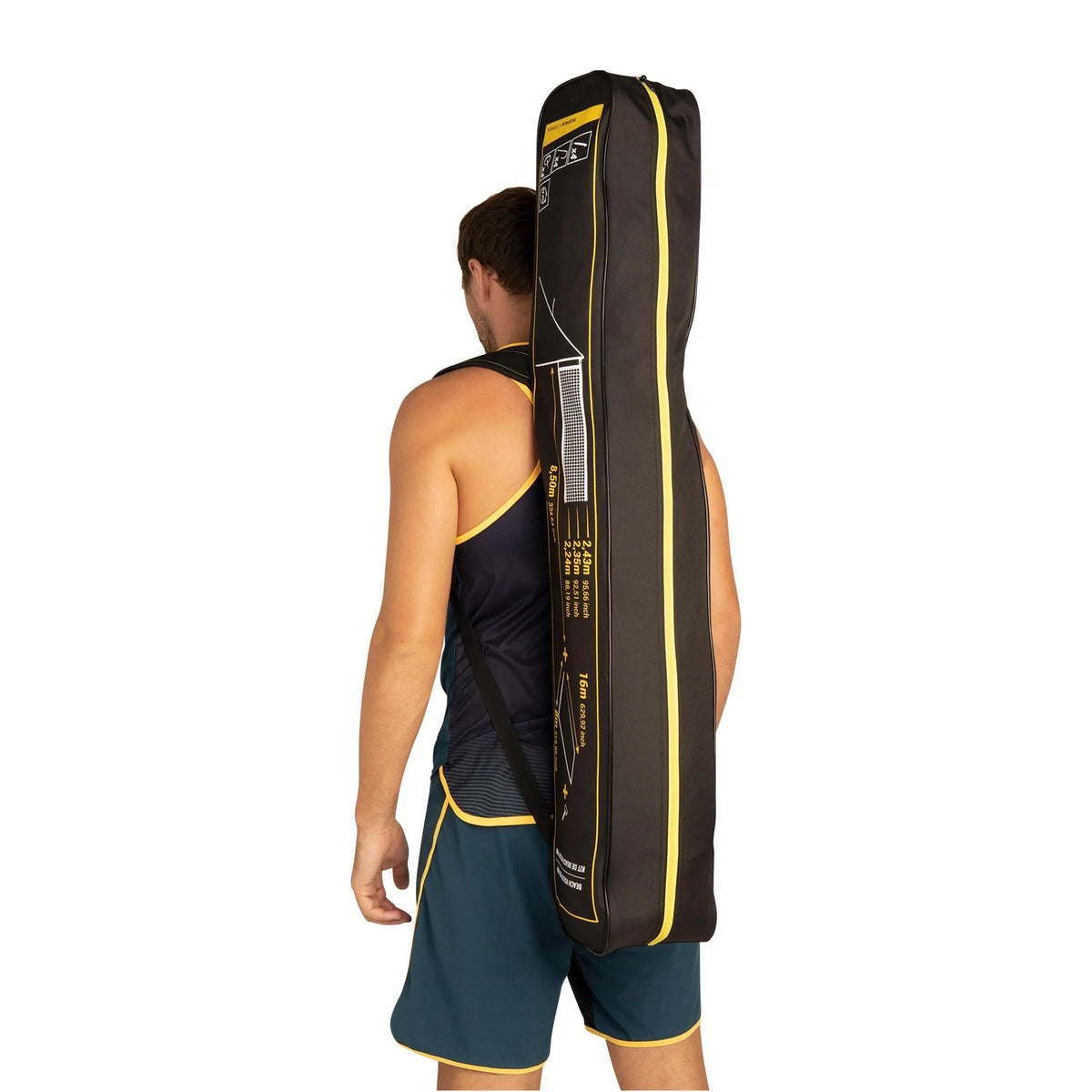 Portable Beach Volleyball Set Adjustable Heights Yellow F533