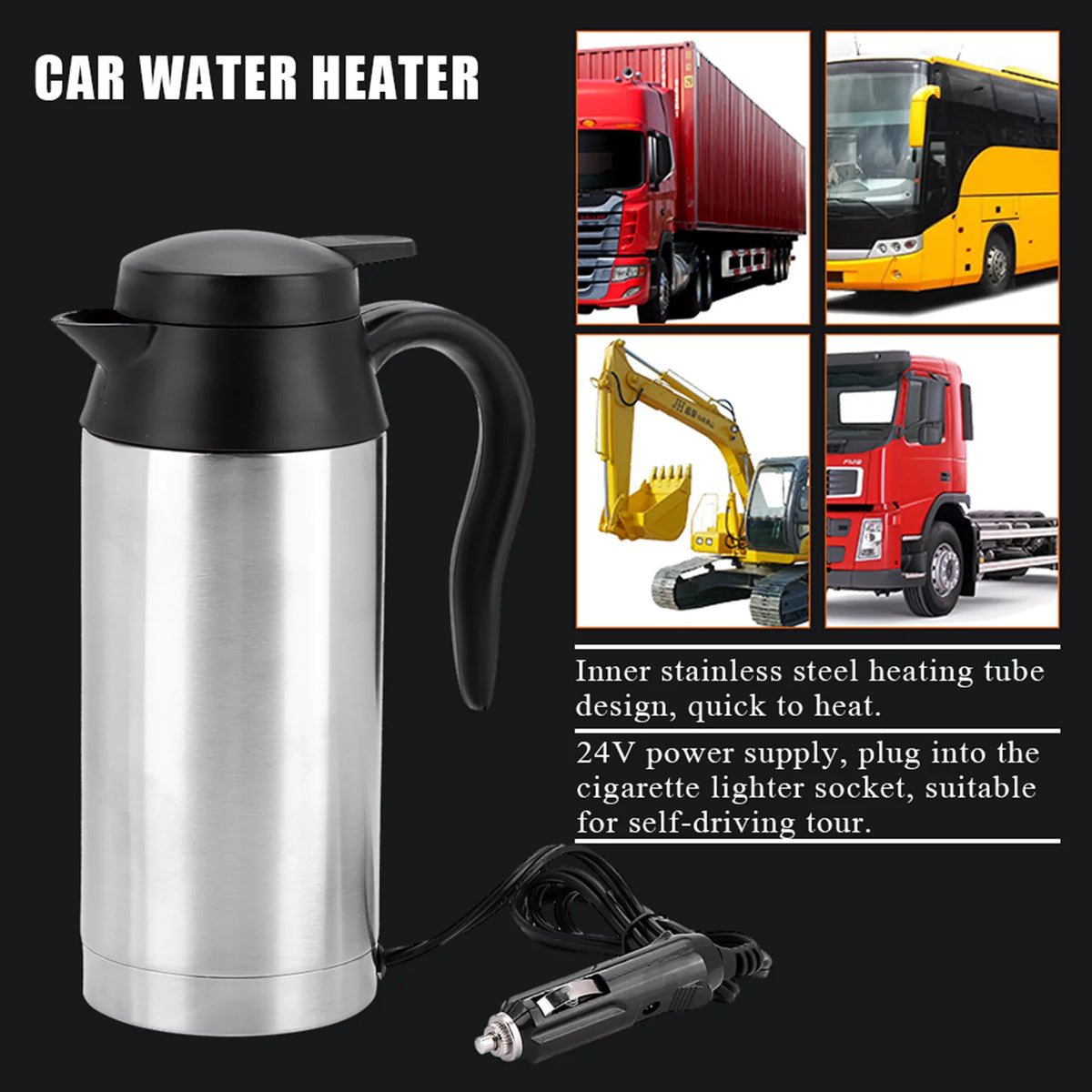 Portable 750ml 24V Water Heater Bottle E346