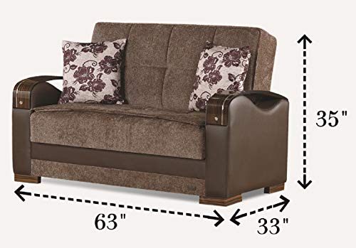Brown Convertible Sofa Bed with Storage Space Includes 2 Pillows R71272
