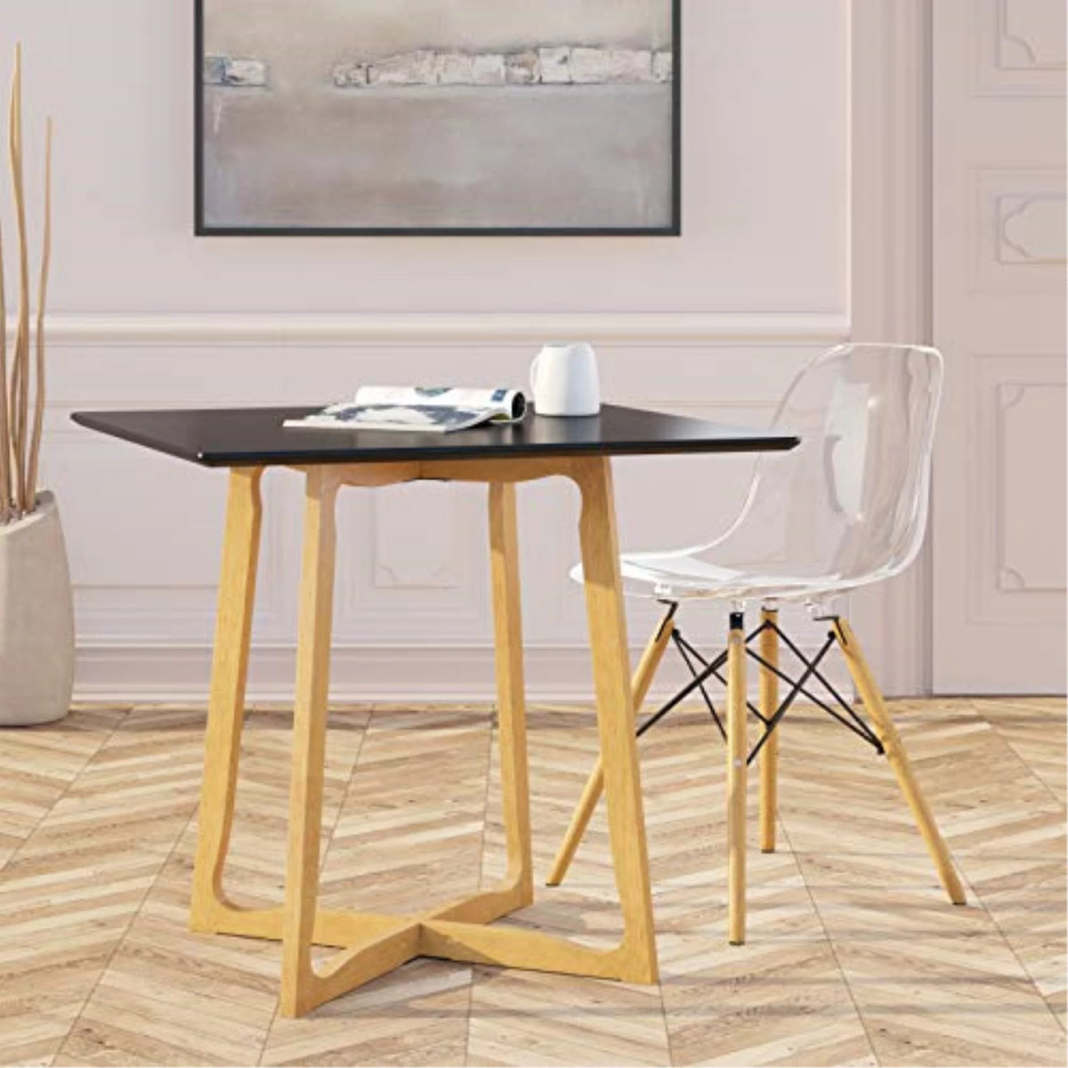 Black Square Wood Dining Table D99757