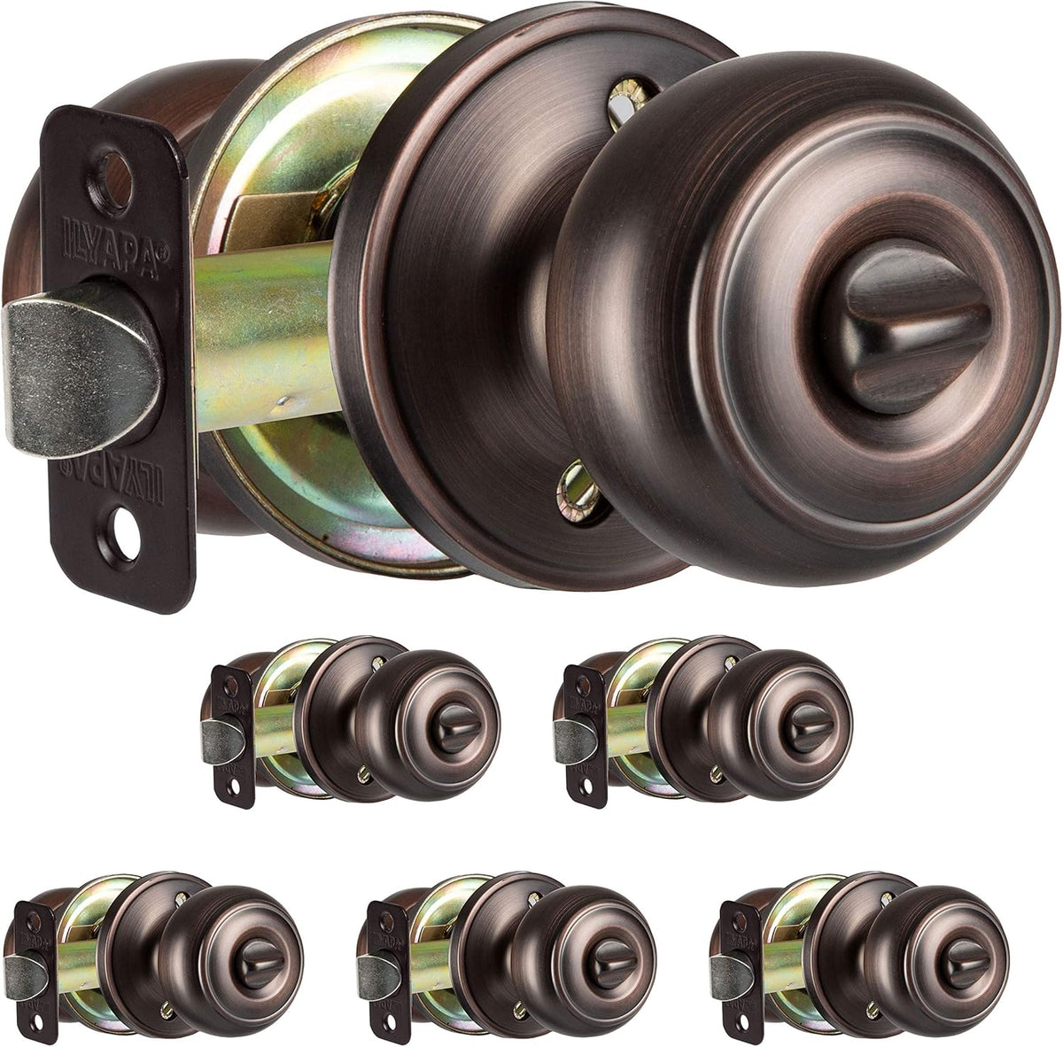 Oil Rubbed Bronze Privacy Door Knobs, Ball Style, 10 Pack V88604