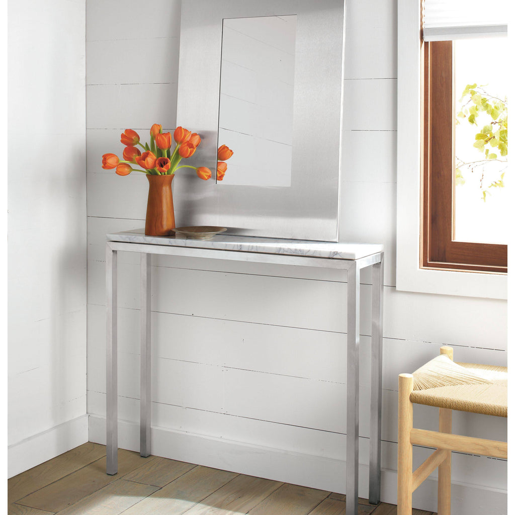 White Venatino Marble Parsons Console Table I8761