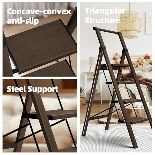3 Step Foldable Aluminum Step Ladder with Handgrip N661