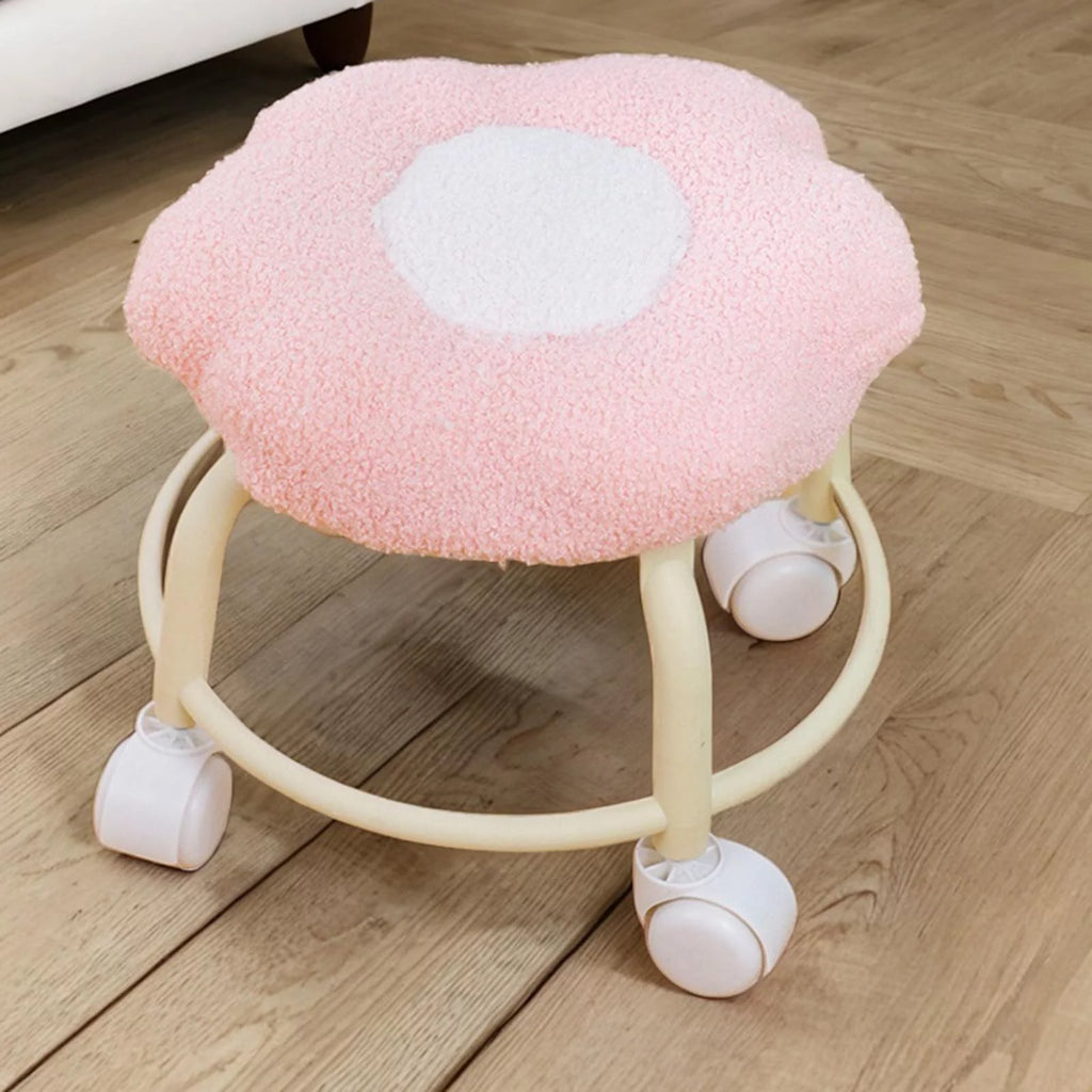Pink Rolling Swivel Stool Z95670