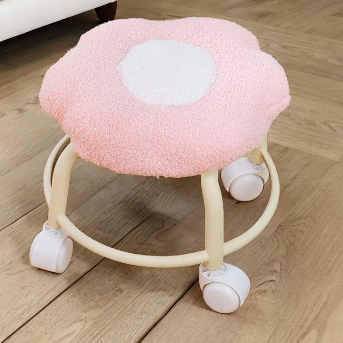Pink Rolling Swivel Stool Z95670