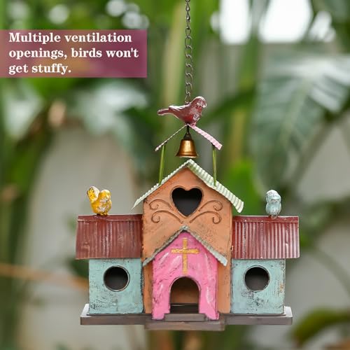 Large 4 Hole Metal Bird House with Bell Y120