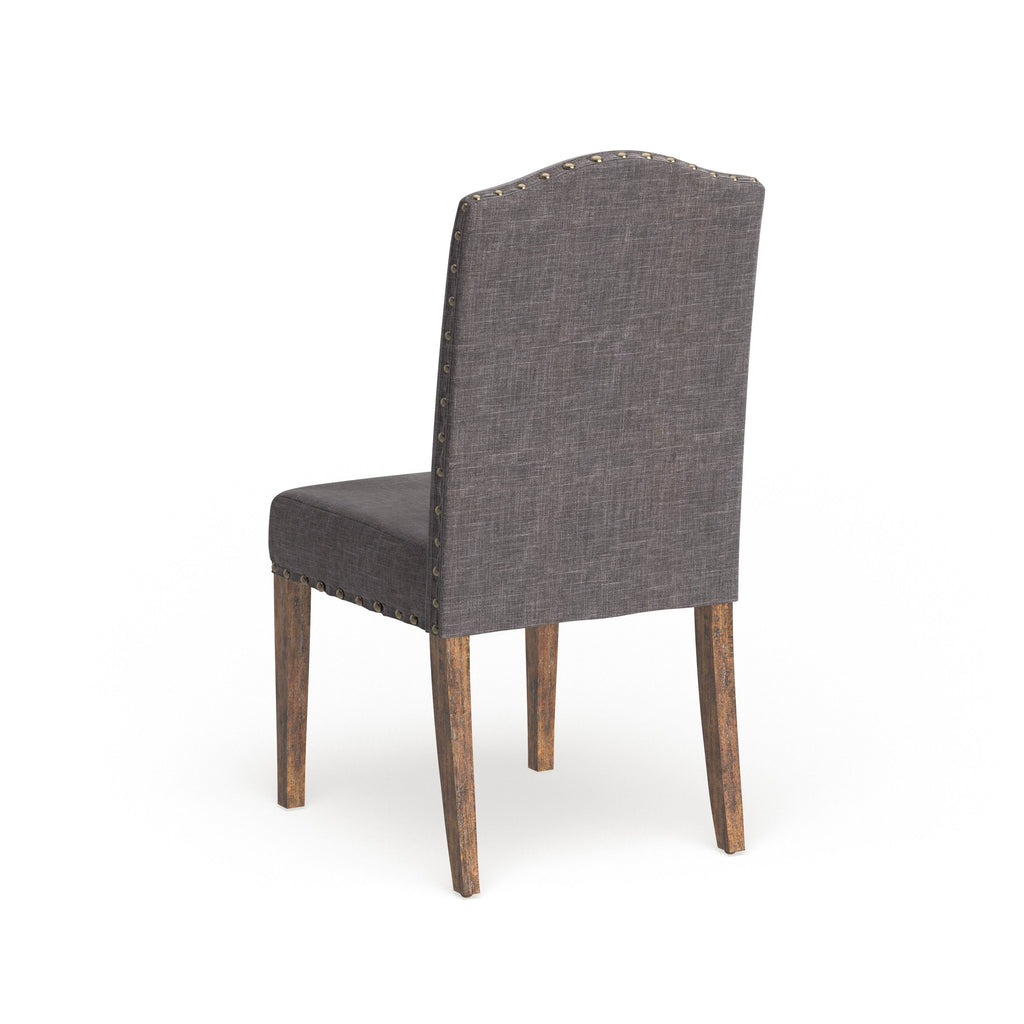Rustic Brown Fabric Dining Chairs Set of 2 D256