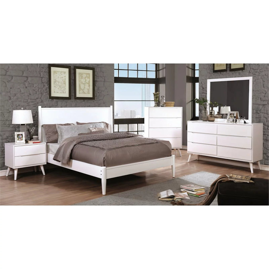 Solid Wood Queen Platform Bed in White K348