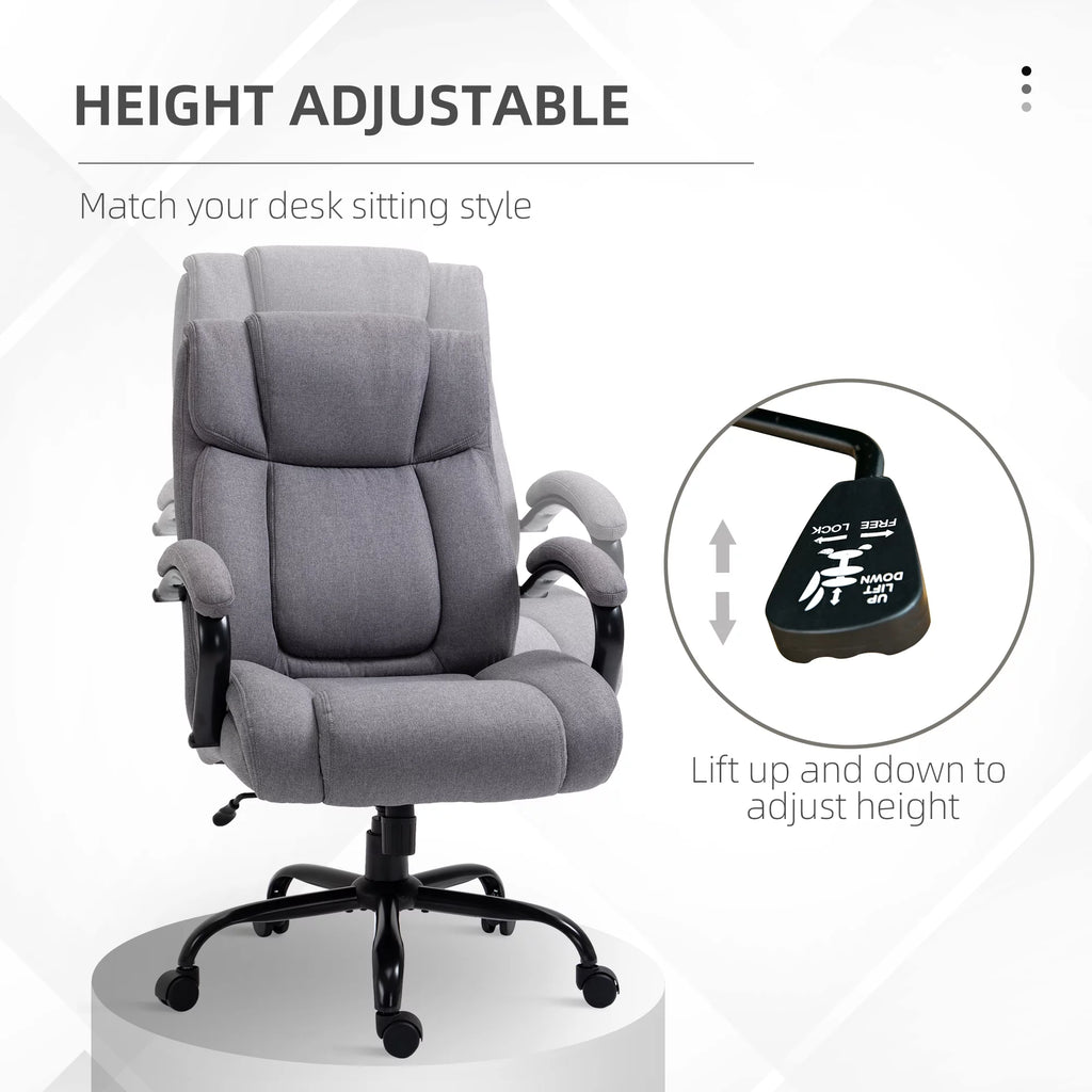 Light Grey Linen Fabric High Back Executive Office Chair V924901