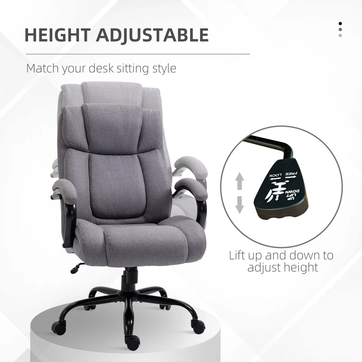 Light Grey Linen Fabric High Back Executive Office Chair V924901