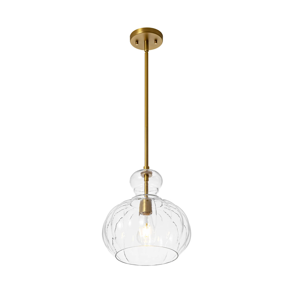 1-Light Dimmable Glass Farmhouse Pumpkin Shaded Pendant C3682