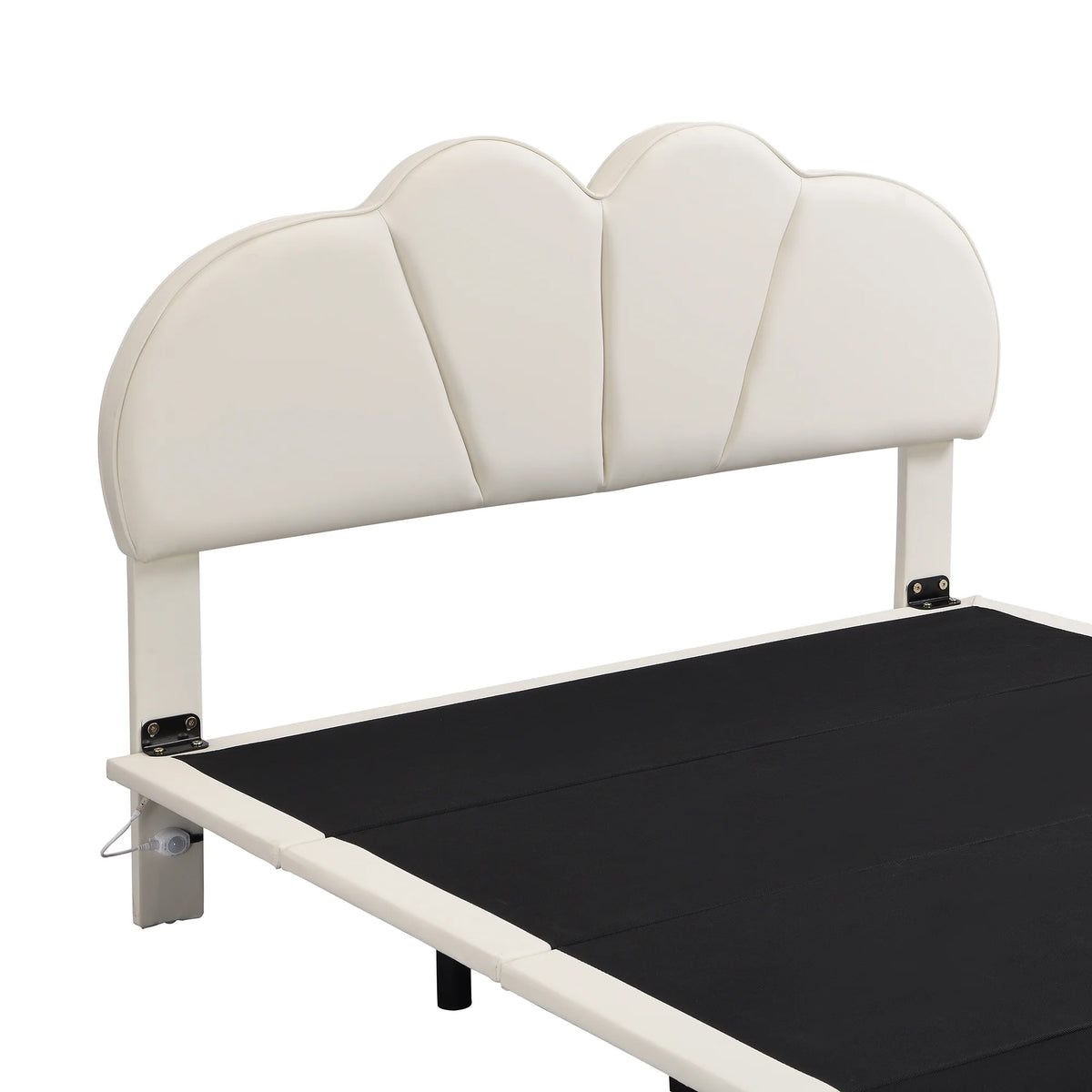 Beige Full Size Upholstered Platform Bed with LED Lights A861191