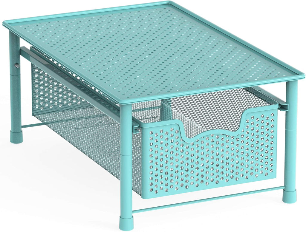 Turquoise Stackable Cabinet Basket Drawer Organizer U233039