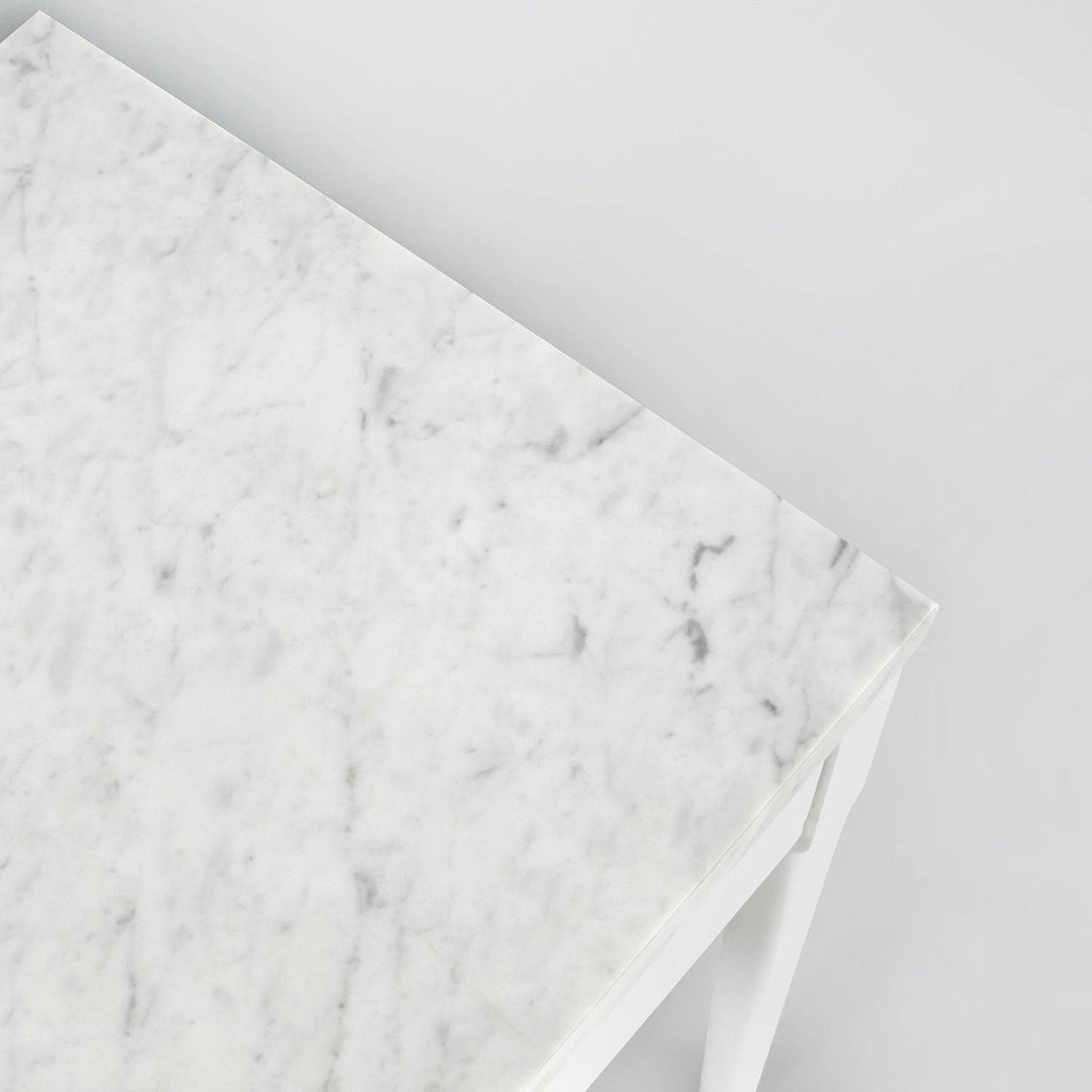 Square Italian Carrara White Marble Side Table with Legs - Tan M931112