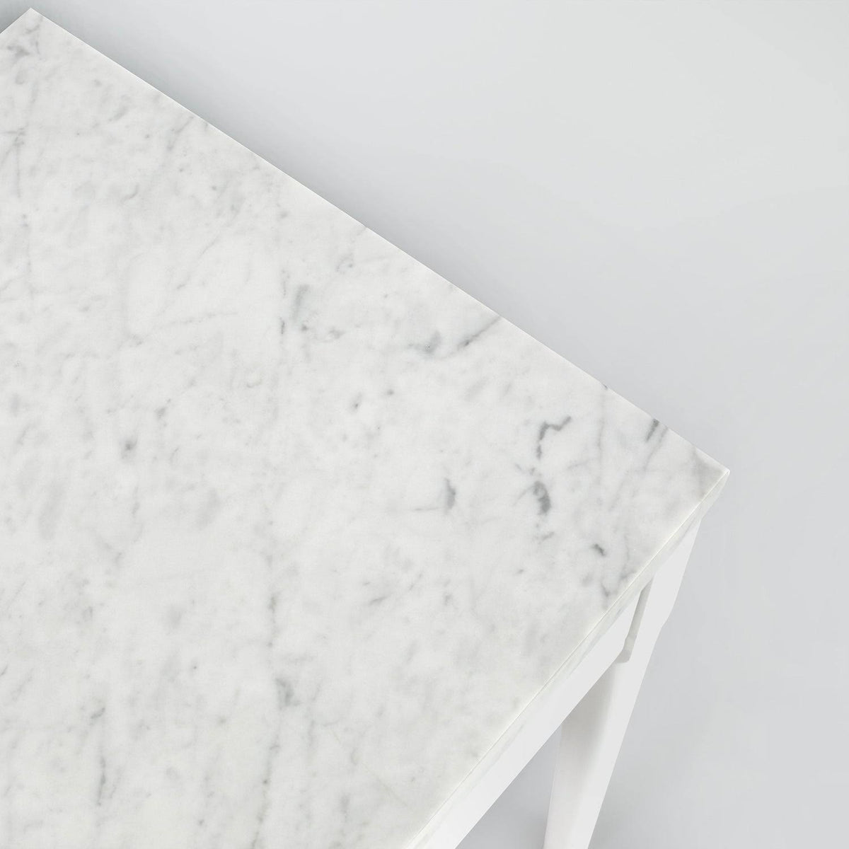 Square Italian Carrara White Marble Side Table with Legs - Tan M931112