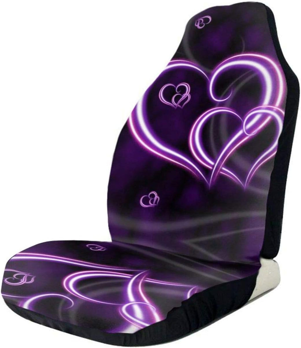 Purple Hearts Printed Bucket Front Auto Seat Covers C992367