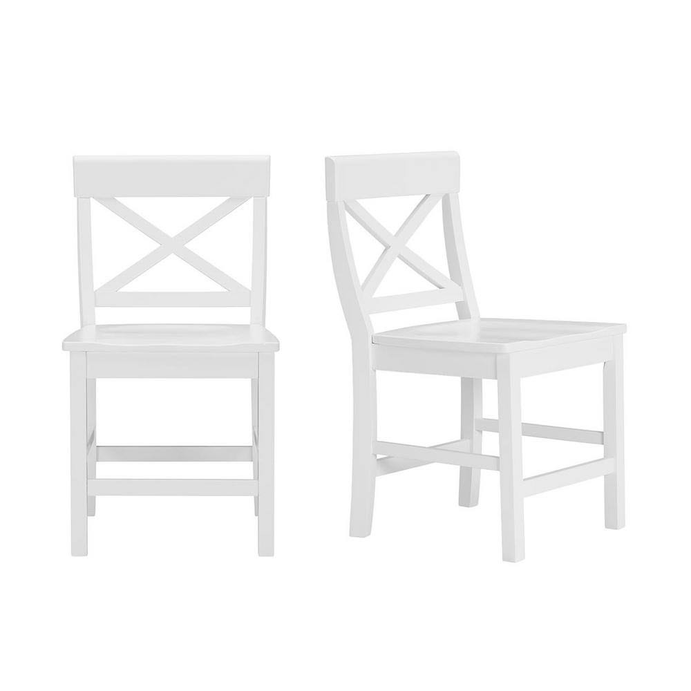 White Wood Dining Chair with Cross Back (Set of 2) V945