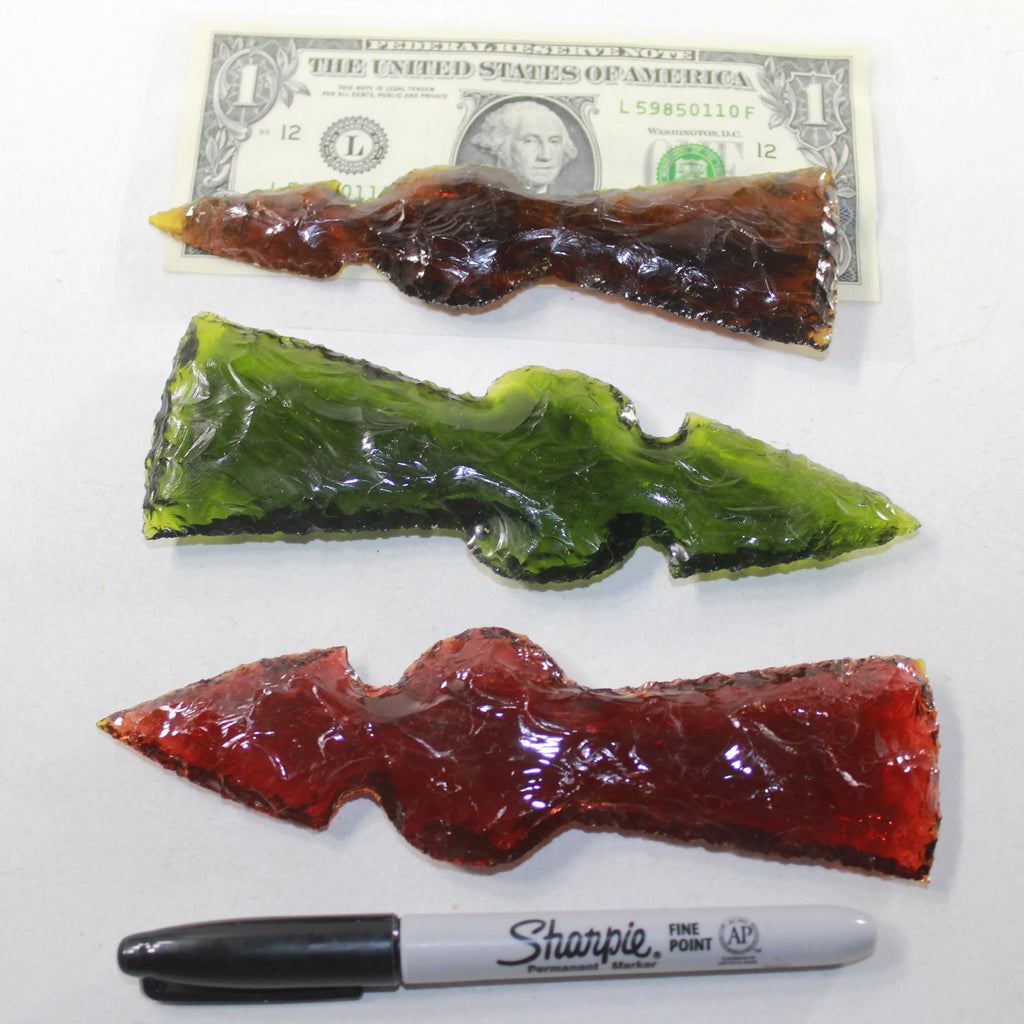 3 Glass Ornamental Tomahawk Heads Y644392