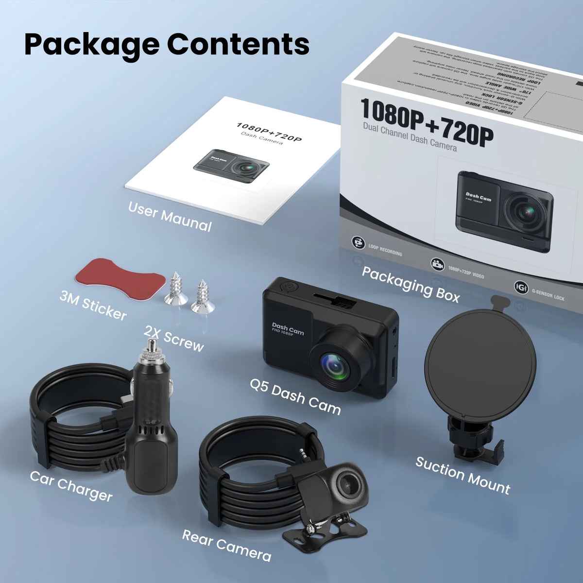 Dash Cam Front and Rear 1080P Full HD M59610