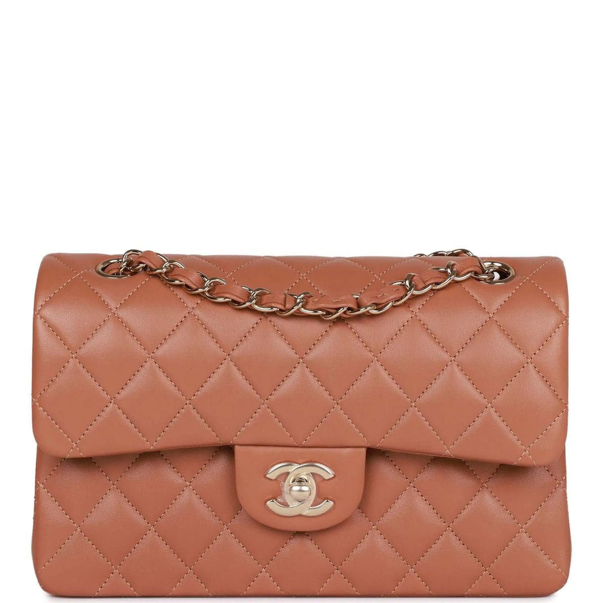 Caramel Brown Lambskin Flap Bag Y2889