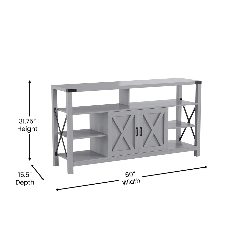 Coastal Gray TV Stand with Adjustable Shelf and Storage U5882
