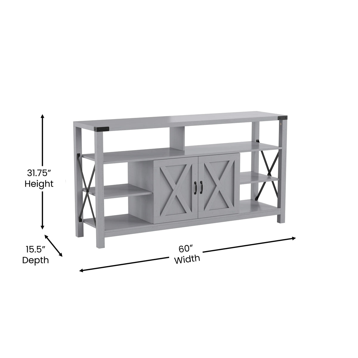 Coastal Gray TV Stand with Adjustable Shelf and Storage U5882