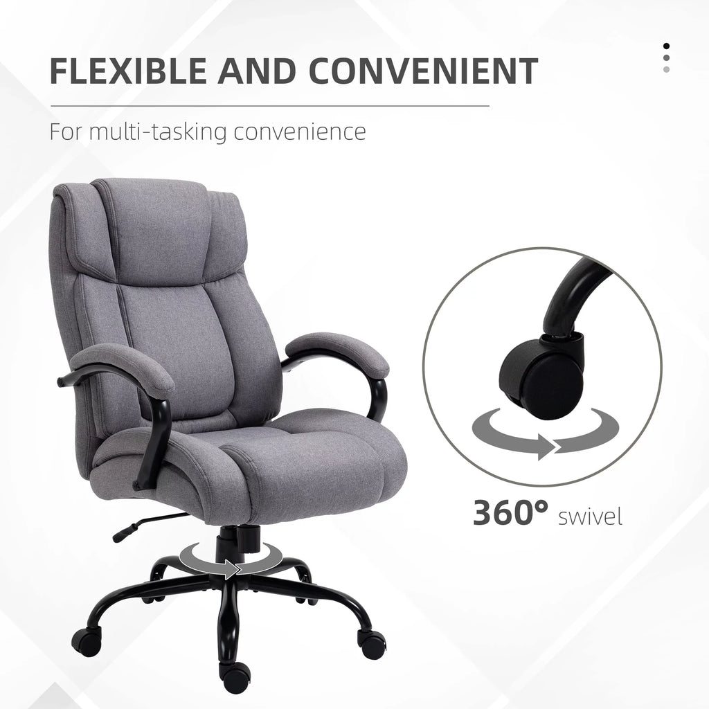Light Grey Linen Fabric High Back Executive Office Chair V924901