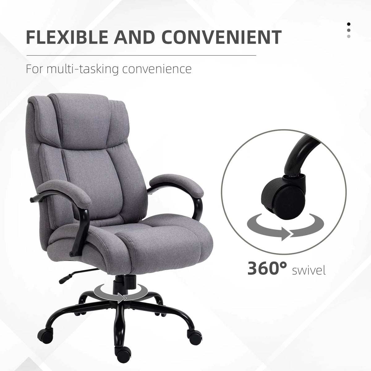 Light Grey Linen Fabric High Back Executive Office Chair V924901