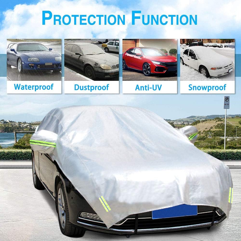 Half Car Cover with Cotton Waterproof Universal Fit Hatchback Length 158'' to 173'' N789610