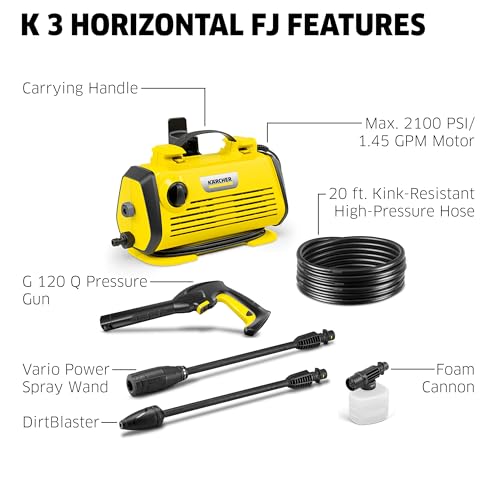 Kärcher Pressure Washer K 1, 1700 PSI, Trigger Spray Gun & Vario Power Spray Wand F1283