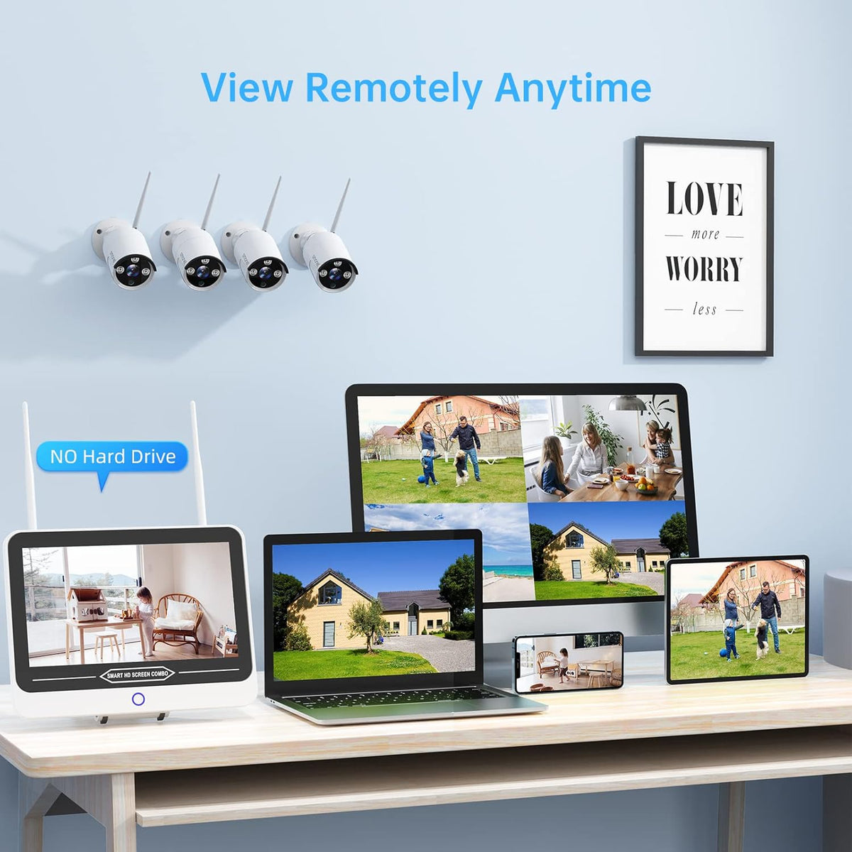 3MP Wireless Security Camera System with 12” Monitor Q8513