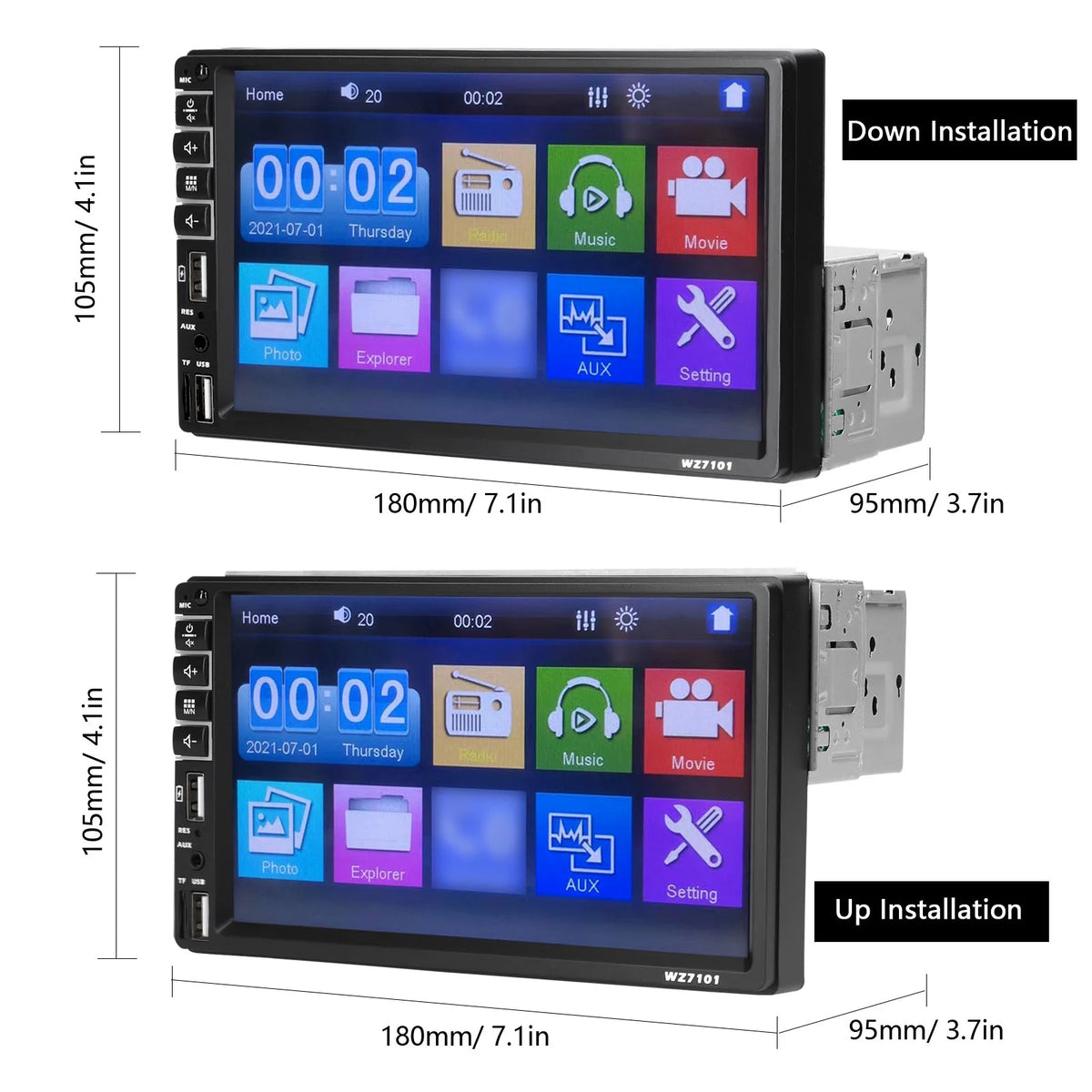Single Din 7 Inch LCD Touchscreen Car Stereo MP5 Player with BT A29844
