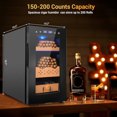 Electric Cigar Humidor 25L 200 Counts Thermostatic Cooler Cabinet H45279