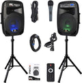 Portable 12-Inch 1000 Watts 2-Way Powered DJ/PA Speaker System Combo Set with Bluetooth and Speaker Stands C4216