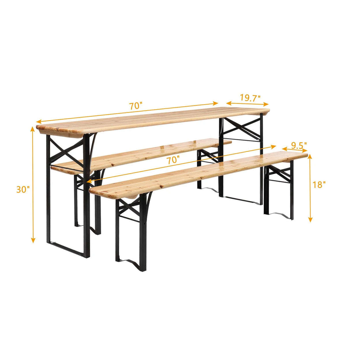 3-Piece Outdoor Folding Picnic Table Bench Set B1320