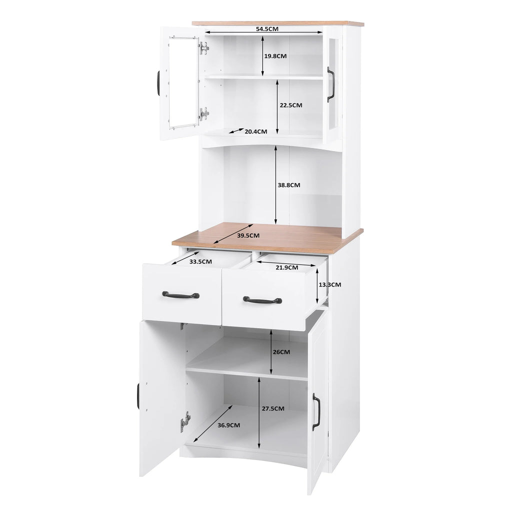 White Tall Wooden Kitchen Cabinet with 2 Drawers I11376