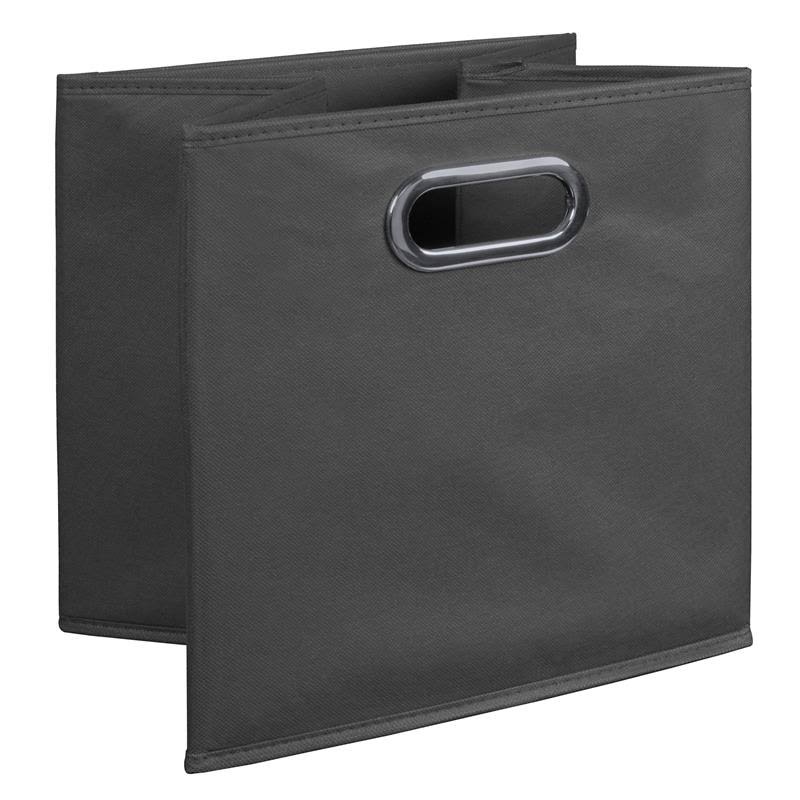 Cherry Grey Square Folding Bookcase with Fabric Bins E665