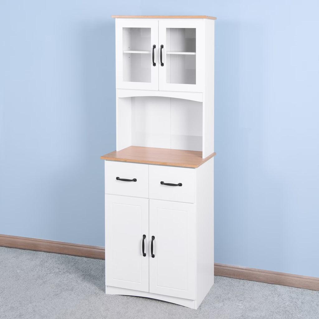 White Tall Wooden Kitchen Cabinet with 2 Drawers I11376