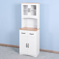 White Tall Wooden Kitchen Cabinet with 2 Drawers I11376